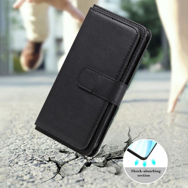 10-slot Lompakko Suojakotelo For Sony Xperia 1 IV - Mustanvihreä Green