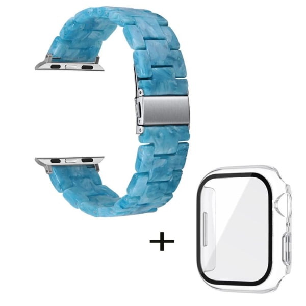 3 helmen hartsityylinen kellohihna kirkkaalla suojuksella Apple Watch Series 3/2/1 42mm - Marmorin Sininen Blue