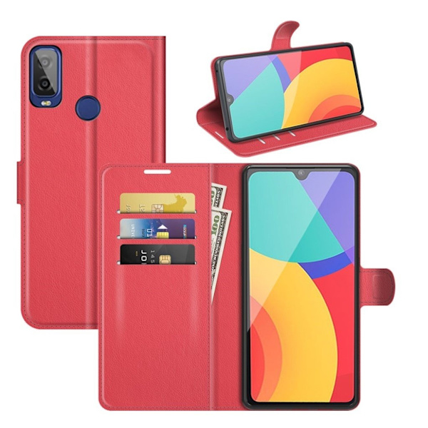 Klassisk Alcatel 1L (2021) flip etui - Rød Red