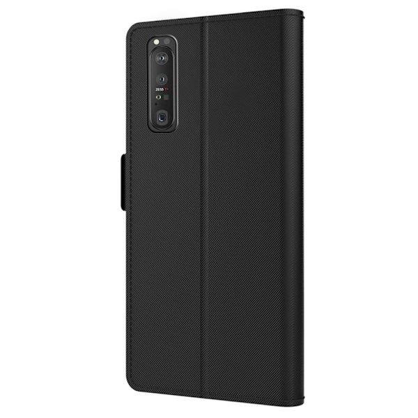 Phone Suojakotelo With Make-up Mirror And Slick Design For Sony Xperia 1 III - Musta Black