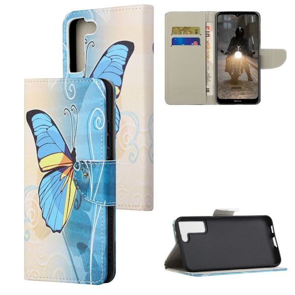 Wonderland Samsung Galaxy S22 Plus Flip Etui - Blå Sommerfugl Blue