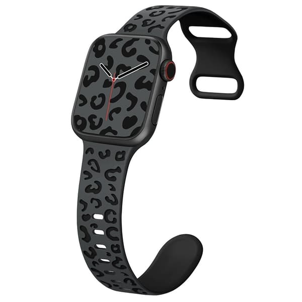 Apple Watch Series 49mm - 45mm - 44mm - 42mm Leopard Silicone Strap - Coal Black+Black Black