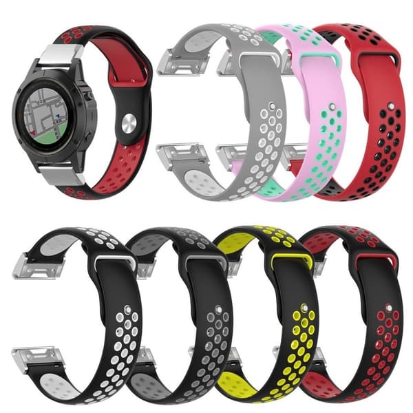 Garmin Fenix 5X to-farvet silikone Urrem - Sort og Grå Silver grey