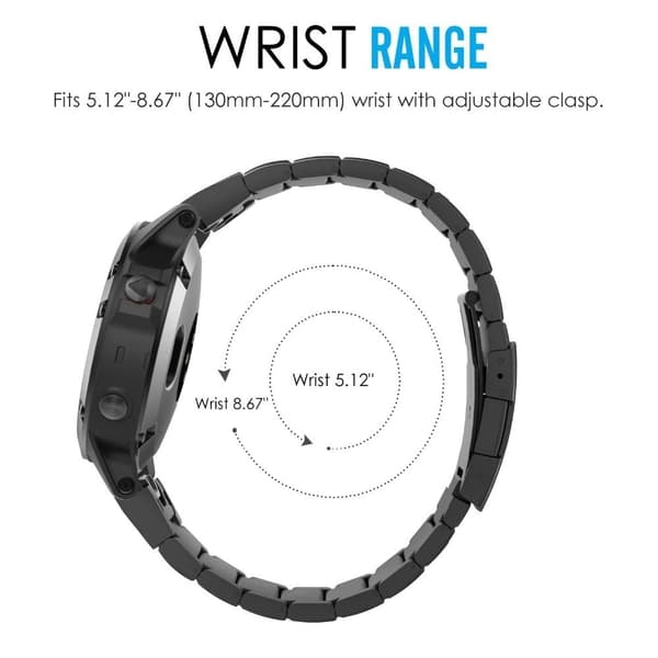 22 mm universal klokkerem i titanstål - Svart Black