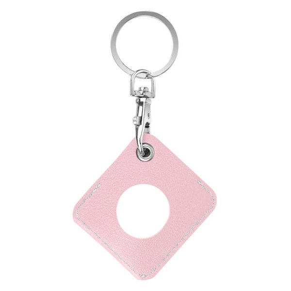 AirTags diamantformat läderöverdrag med nyckelring - Rosa Rosa