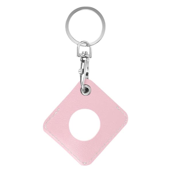 AirTags diamantformet læderovertræk med nøglering - Lyserød Pink