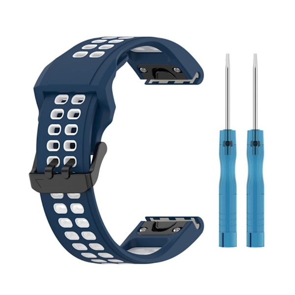 Garmin Enduro 2 / Tactix 7 / Fenix 7 tofarvet silikone urrem - Blå / Hvid Blue