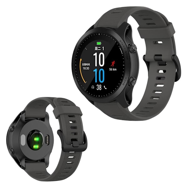 Garmin Forerunner 945 / Fenix 5 Plus / Approach S60 silikoninen ranneke - Harmaa Silver grey