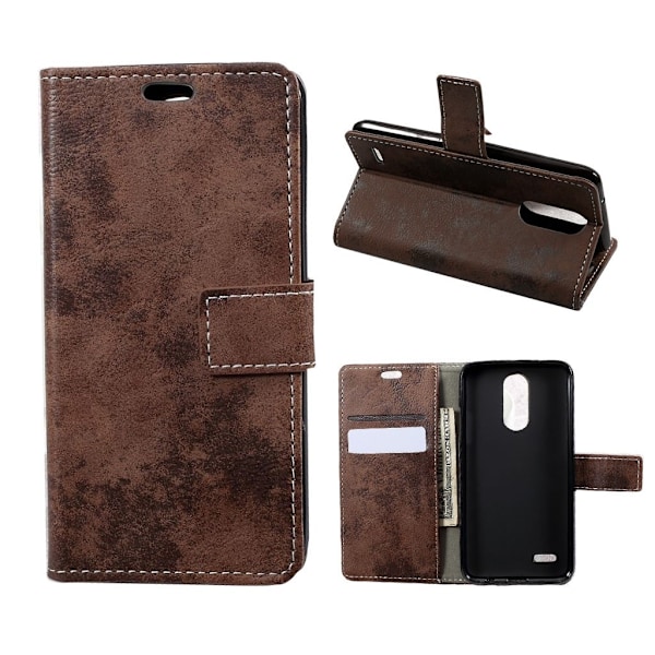 LG K4 2017 retro stil PU læder flip taske - Khaki Brown
