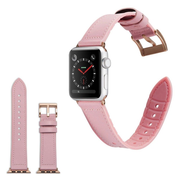 Apple Watch Series 4 44mm hållbar läder klockarmband - rosa Rosa