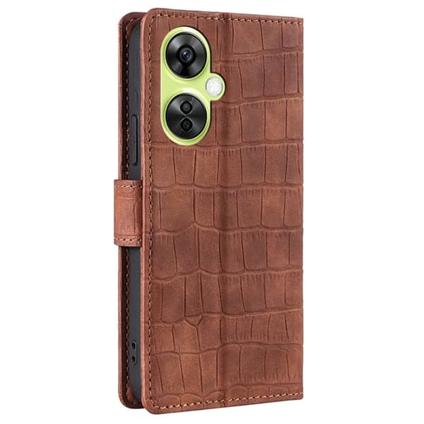 Läder OnePlus Nord CE 3 Lite / OnePlus Nord N30 fodral med krokodiltextur - Brun Brun