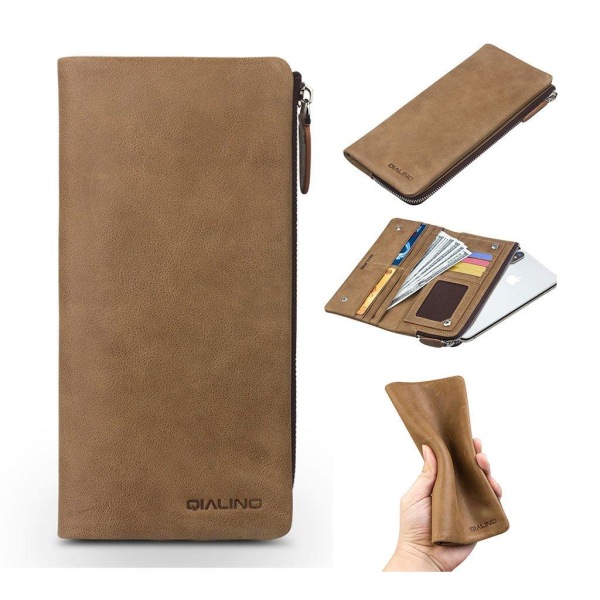 QIALINO iPhone Xs Max flip etui i okselæder - Khaki Beige