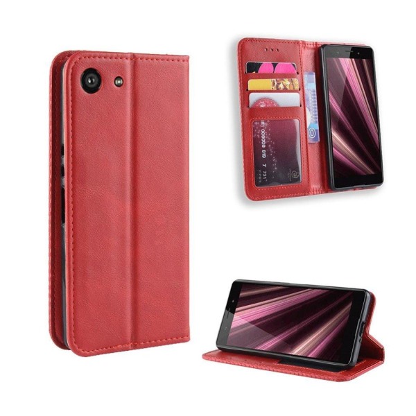 Sony Xperia XZ4 Compact plånboksfodral i vintagestil med magnets Röd