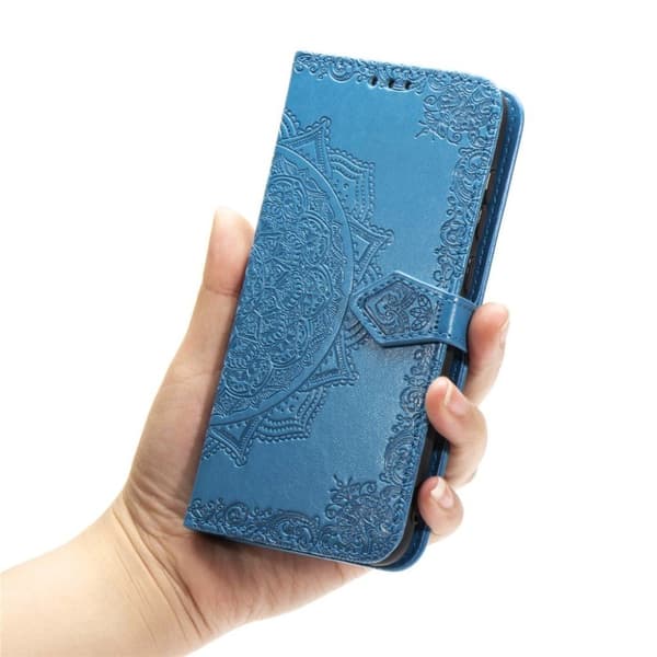 Mandala iPhone 12 Pro Max nahkakotelo - Sininen Blue