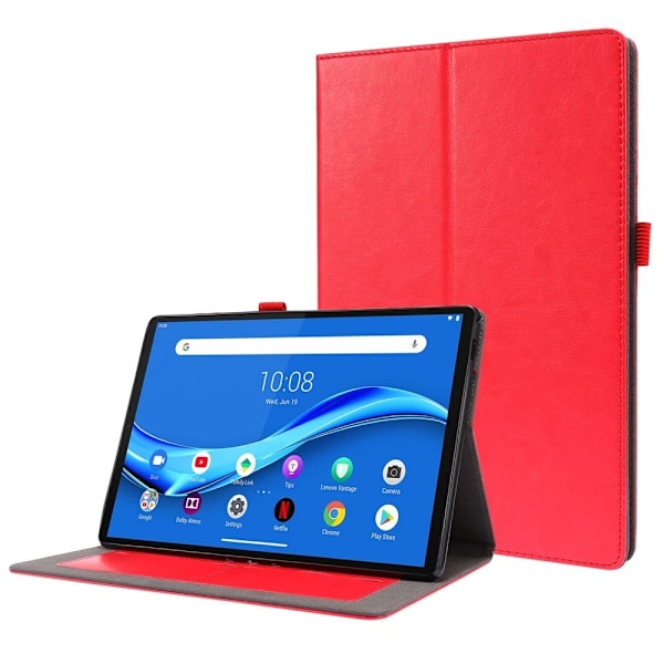 Foldbart etui med Lichi-tekstur til Lenovo Tab M10 - Rød Red