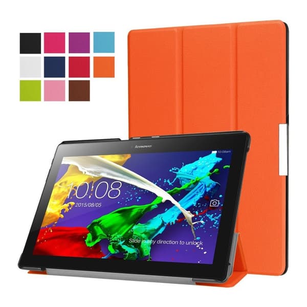 Lenovo Tab 3 Plus 10 Tri- Fold Stand PU Lær Flip Etui - Orange Orange