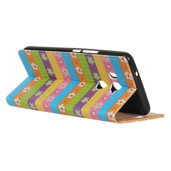 HTC U11 Plus mønstret TPU etui - Farverigt Striber & Blomster Multicolor