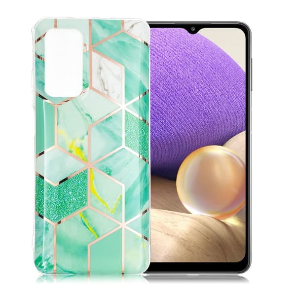 Marble Samsung Galaxy A32 5G Etui - Grøn Diamant Mønster Green