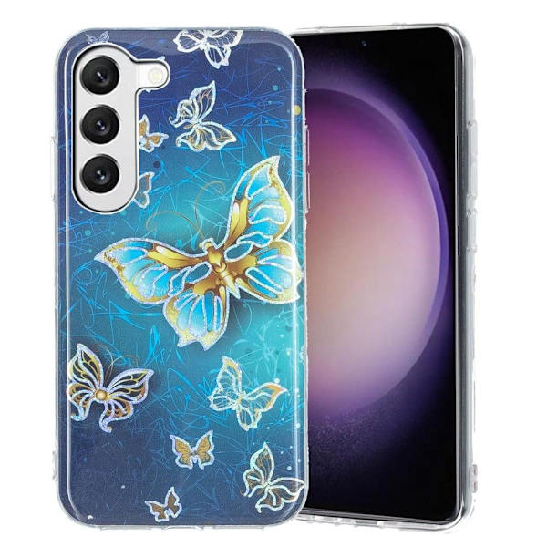 Deco Samsung Galaxy S23 skal - Elektropläterade Fjärilar Blå