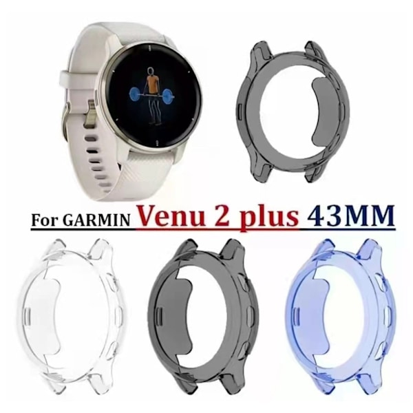 Garmin Venu 2 Plus enkelt skydd - Transparent Grå Silvergrå