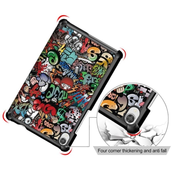 Lenovo Tab M8 tri-fold pattern leather flip case - Cartoon Graff multifärg