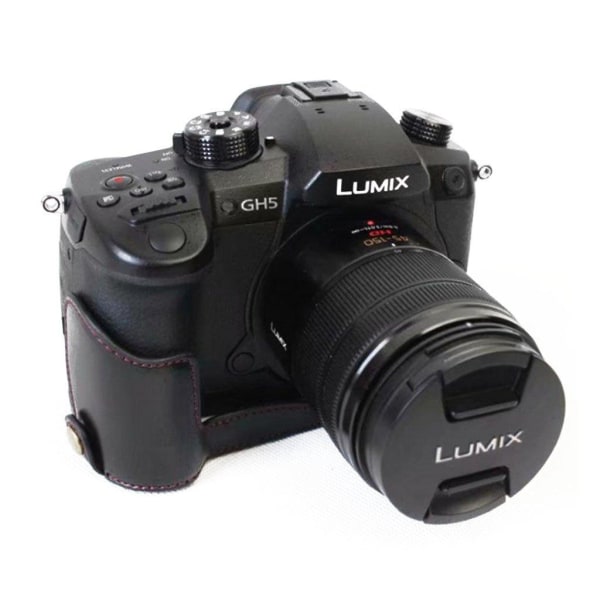 Panasonic Lumix DC-GH5 PU Nahkainen Puolisuojaava Kameran Laukku Black