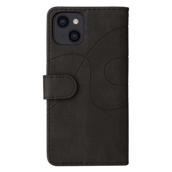 Teksturert læretui med stropp for iPhone 14 - Svart Black