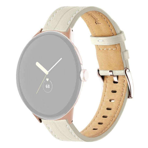 Klockarmband i äkta läder till Google Pixel Watch - Beige Vit