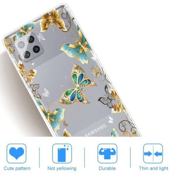 Deco Samsung Galaxy A42 5G kotelot - Kulta Perhosia Gold