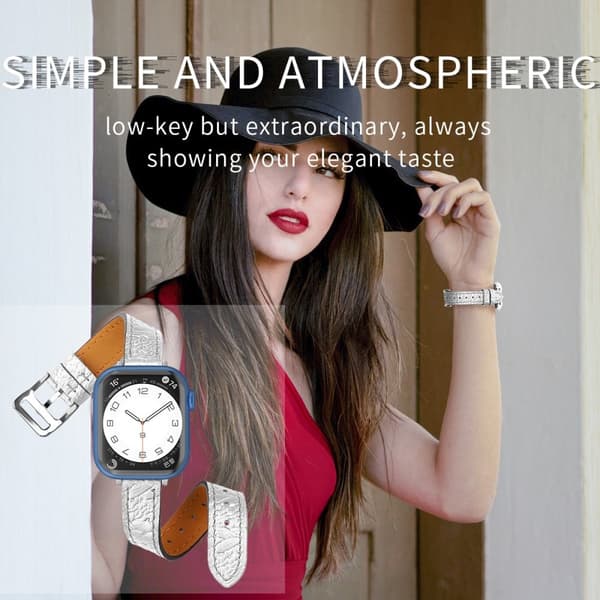 Apple Watch (41mm) aito kudottu nahkaranneke - Hopea Silver grey