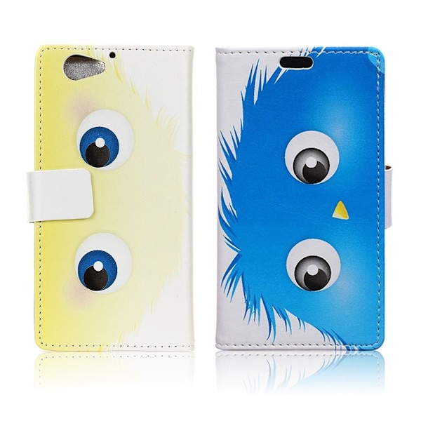 HTC A9s holdbart læder-etui m. kortholder - Blåt monster Blue