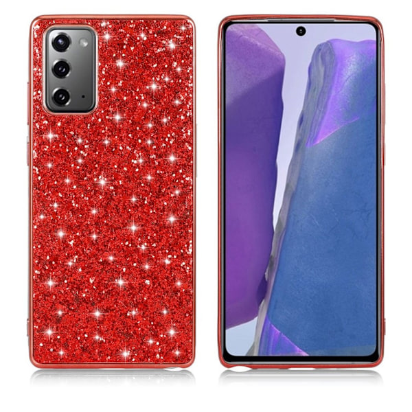Glitter Samsung Galaxy Note 20 skal - Röd Röd