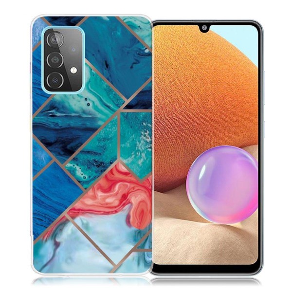 Marble design Samsung Galaxy A32 kotelot - Sininen Ja Oranssi Marmori Blue