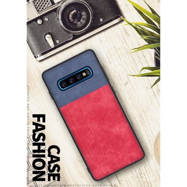 Jeans Samsung Galaxy S10 Plus flip case - Sininen / Punainen Red