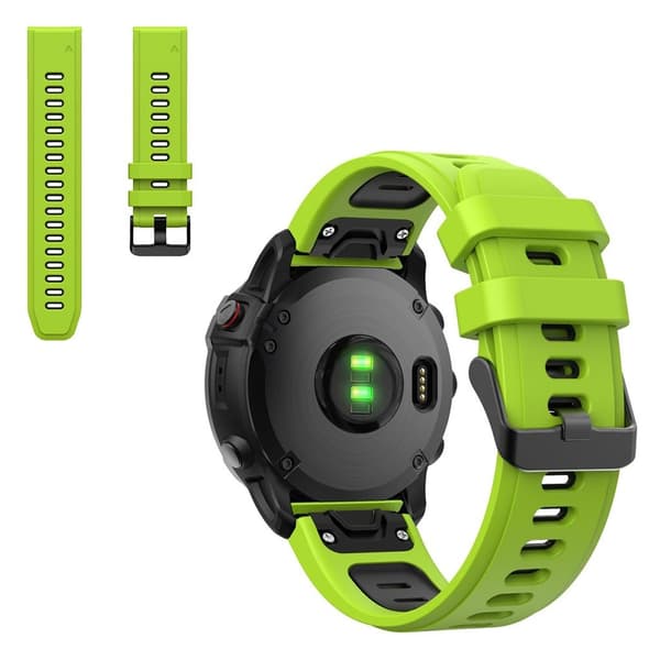 Dual color silicoone urrem til Garmin-ur - Lime / Sort Green