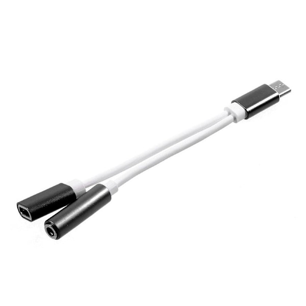 Universal Splitt USB-C kabel Aux och laddare - Svart Svart