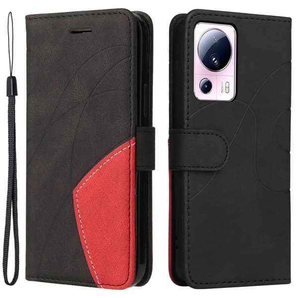 Tekstureret Xiaomi Civi 2 / Xiaomi 13 Lite læderetui med rem - Sort Black