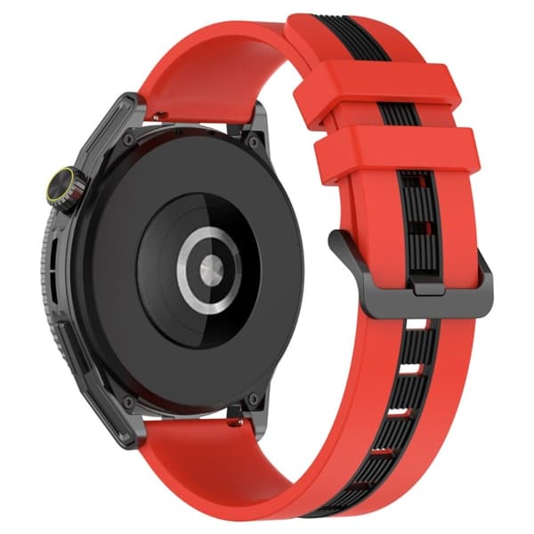 22mm Universal dual-color silikone urrem - Rød / Sort Red