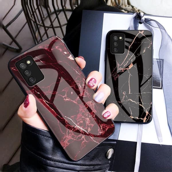 Fantasy Marble Samsung Galaxy A03s cover - Sort Marmor Black
