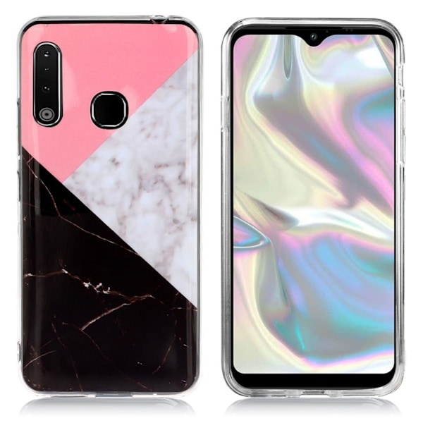 Marble Samsung Galaxy A70e Cover - Rose / Hvid / Sort White