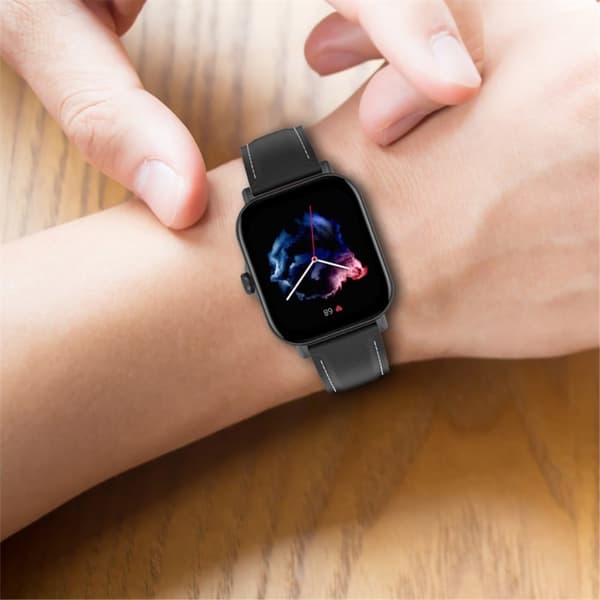 Amazfit GTS 3 / Bip U Top Layer Cowhide läderarmband till klocka - Svart Svart