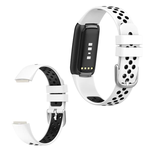 15.4mm Fitbit Luxe kaksivärinen silikonikellon hihna - Valkoinen / Musta White
