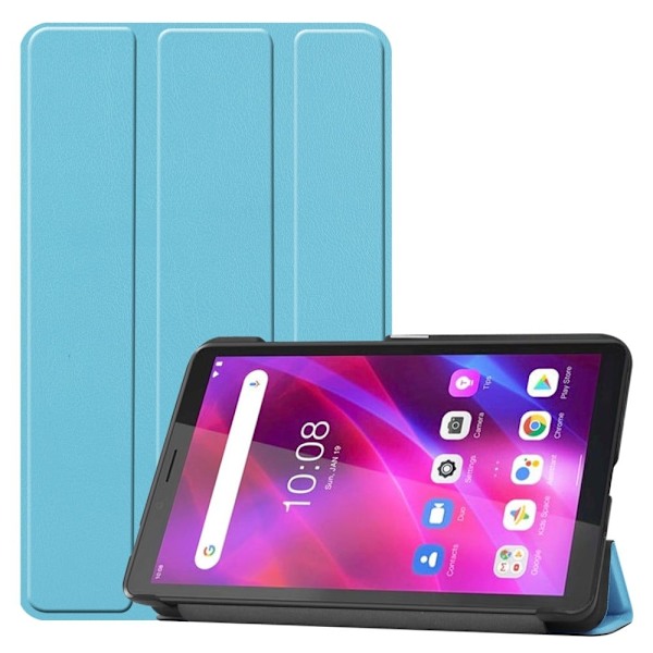 Tri-fold läderfodral för Lenovo Tab M7 (3:e generationen) - Himmelsblå Blå