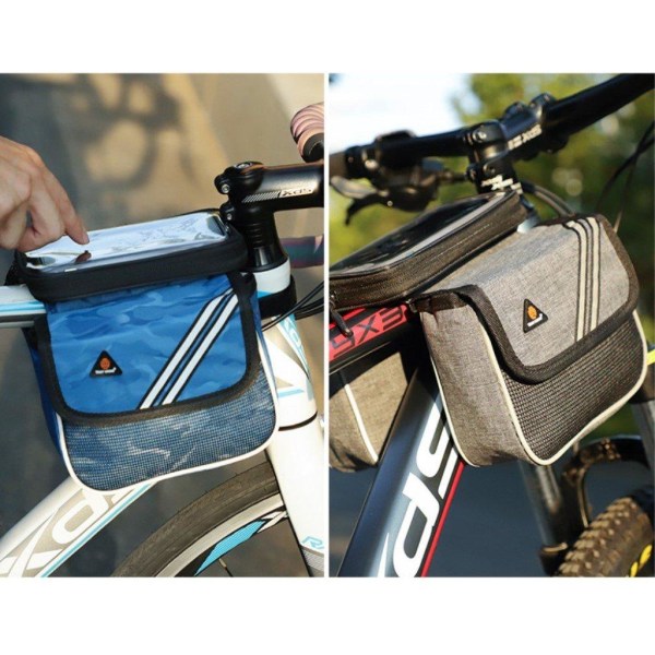 WESTBIKING waterproof bicycle bag with touch screen view - Grey Silvergrå