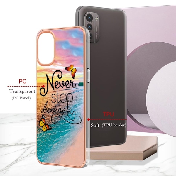 Marble design Nokia G11 / Nokia G21 kotelot - Never Stop Dreaming Multicolor