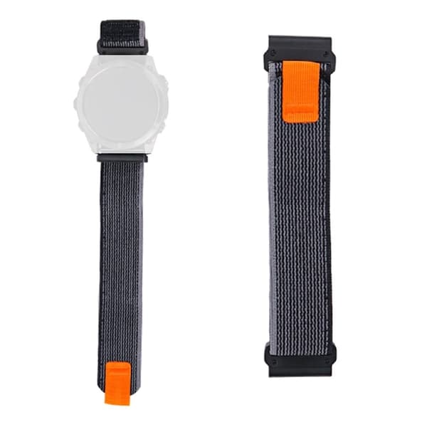 Nylonrem Garmin Fenix 8 51mm / Enduro 3 / Enduro 2 Magic Tape Loop 26mm Universal Watch Band - Sort + Grå Silver grey