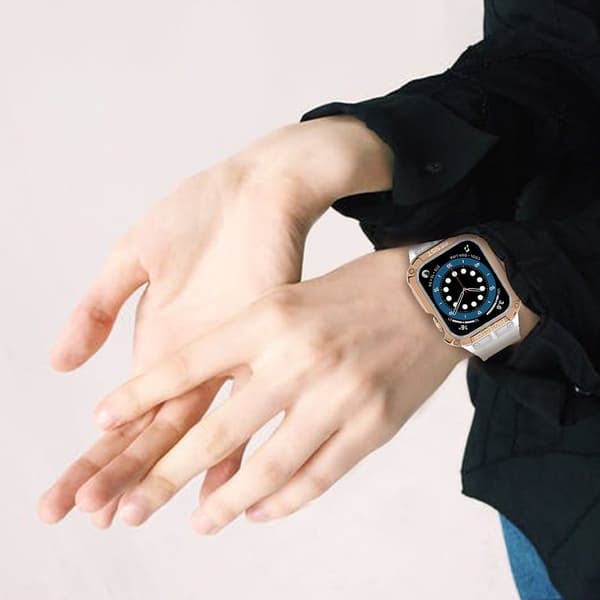 Apple Watch (45mm) TPU-kellohihna - Matta Läpinäkyvä / Ruusukulta Pink