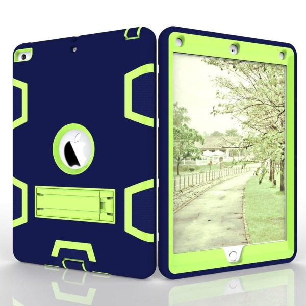 iPad (2017) Silikone cover i et smart motiv - Mørkeblå og grøn Blue