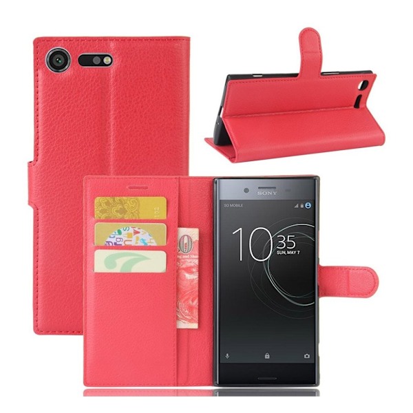 Sony Xperia XZ Premium Læder etui i litchi skind - Rød Red
