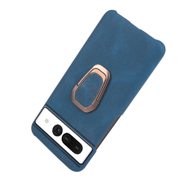 Stötsäkert läderfodral med oval kickstand för Google Pixel 7 Pro - Blå Blå
